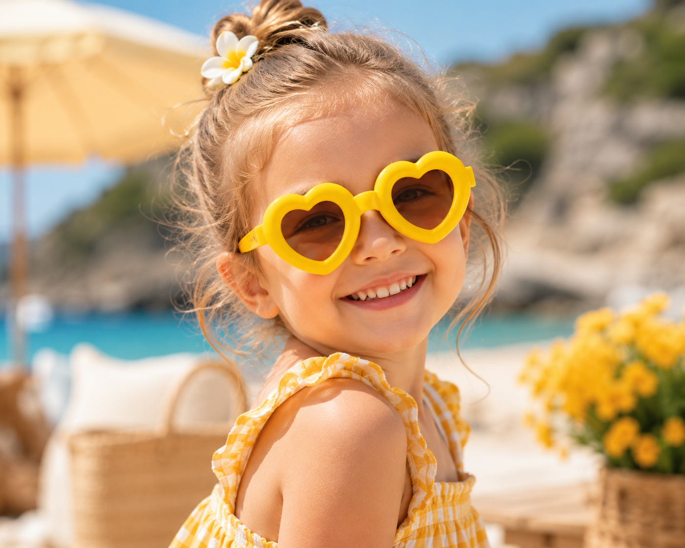 Mädchen-Herz-Sonnenbrille - Niedliche Sonnenbrille mit dickem Rahmen im Vintage-Stil für Sommer und Strand
