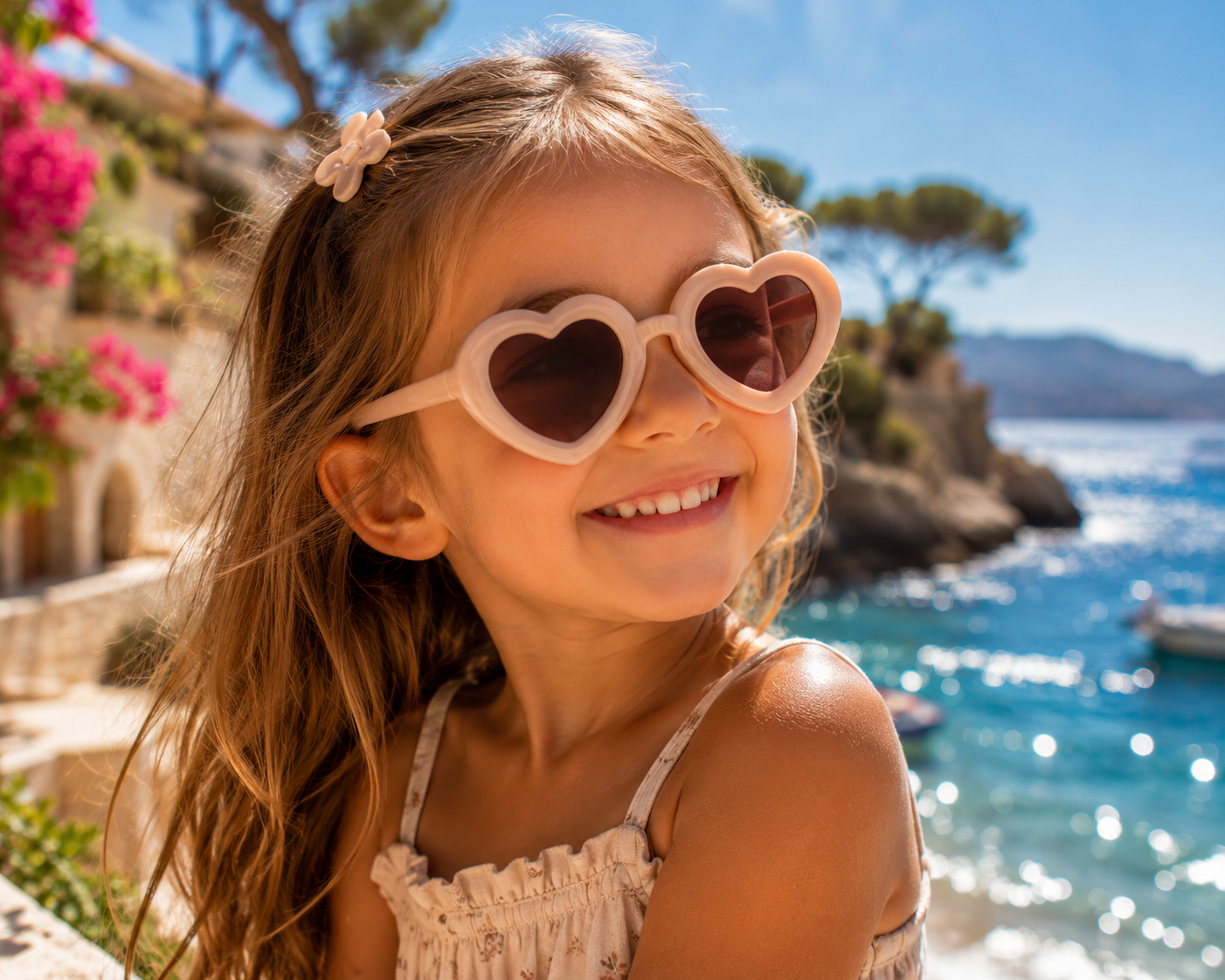 Mädchen-Herz-Sonnenbrille - Niedliche Sonnenbrille mit dickem Rahmen im Vintage-Stil für Sommer und Strand