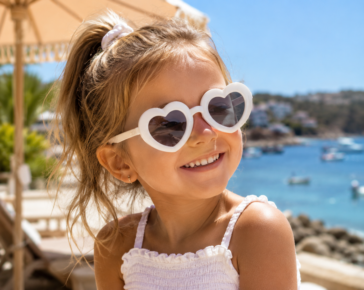 Mädchen-Herz-Sonnenbrille - Niedliche Sonnenbrille mit dickem Rahmen im Vintage-Stil für Sommer und Strand