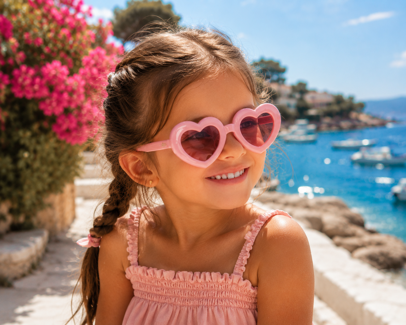 Mädchen-Herz-Sonnenbrille - Niedliche Sonnenbrille mit dickem Rahmen im Vintage-Stil für Sommer und Strand