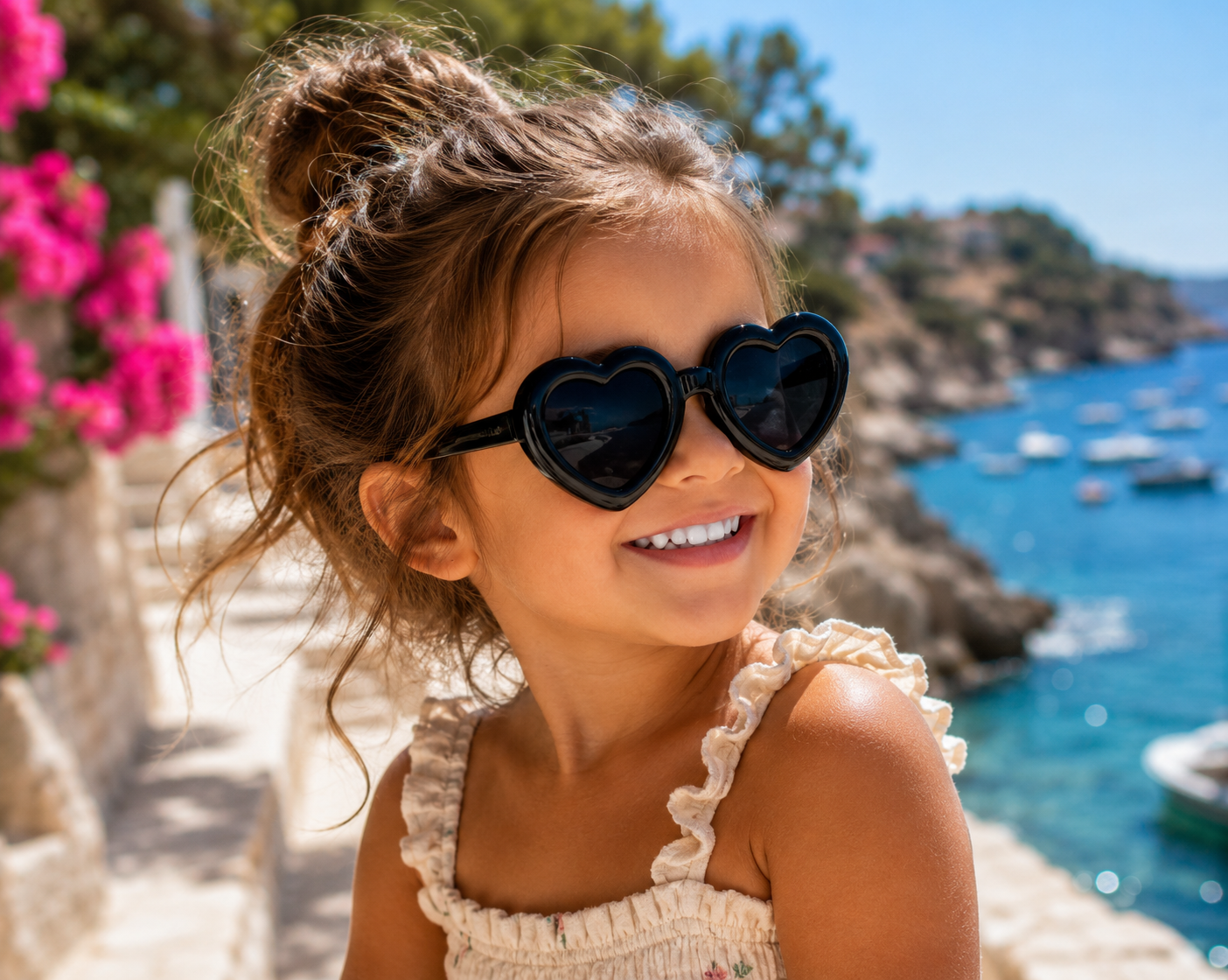 Mädchen-Herz-Sonnenbrille - Niedliche Sonnenbrille mit dickem Rahmen im Vintage-Stil für Sommer und Strand
