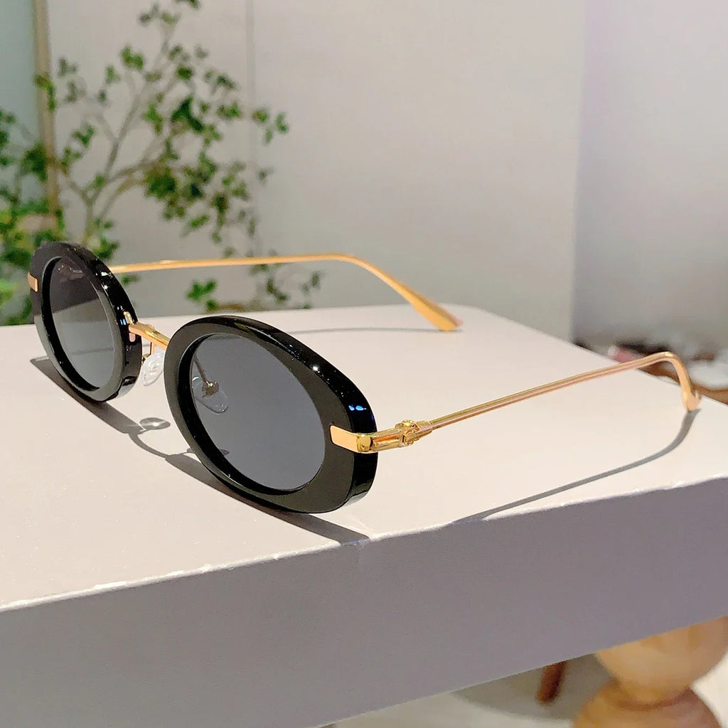 Luxuriöse Ovalrahmen-Sonnenbrille für Damen