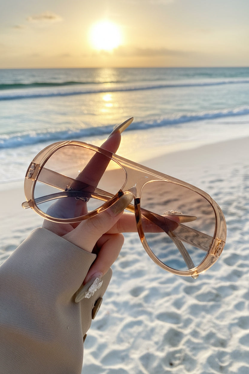 Damen-Oversized-Pilotenbrille mit Doppelsteg