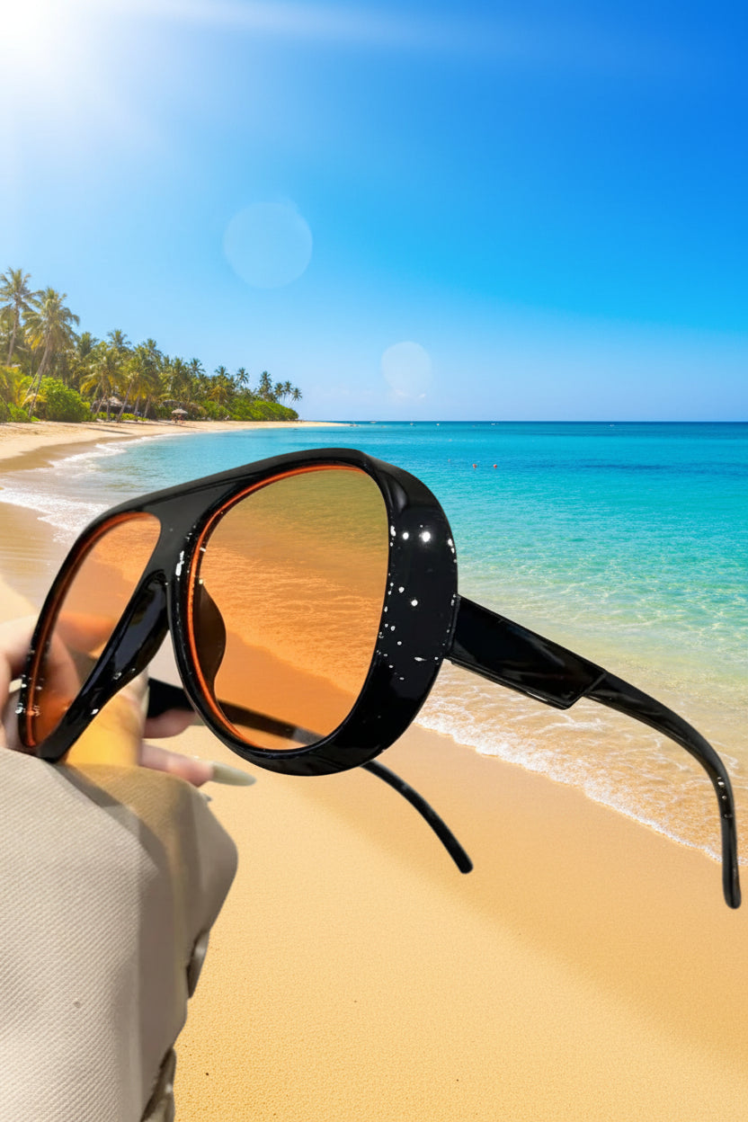 Damen-Oversized-Pilotenbrille mit Doppelsteg