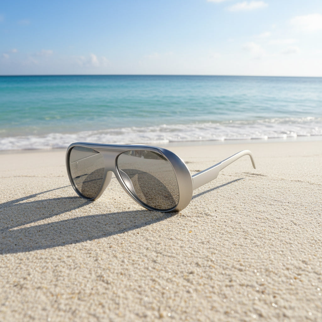 Damen-Oversized-Pilotenbrille mit Doppelsteg