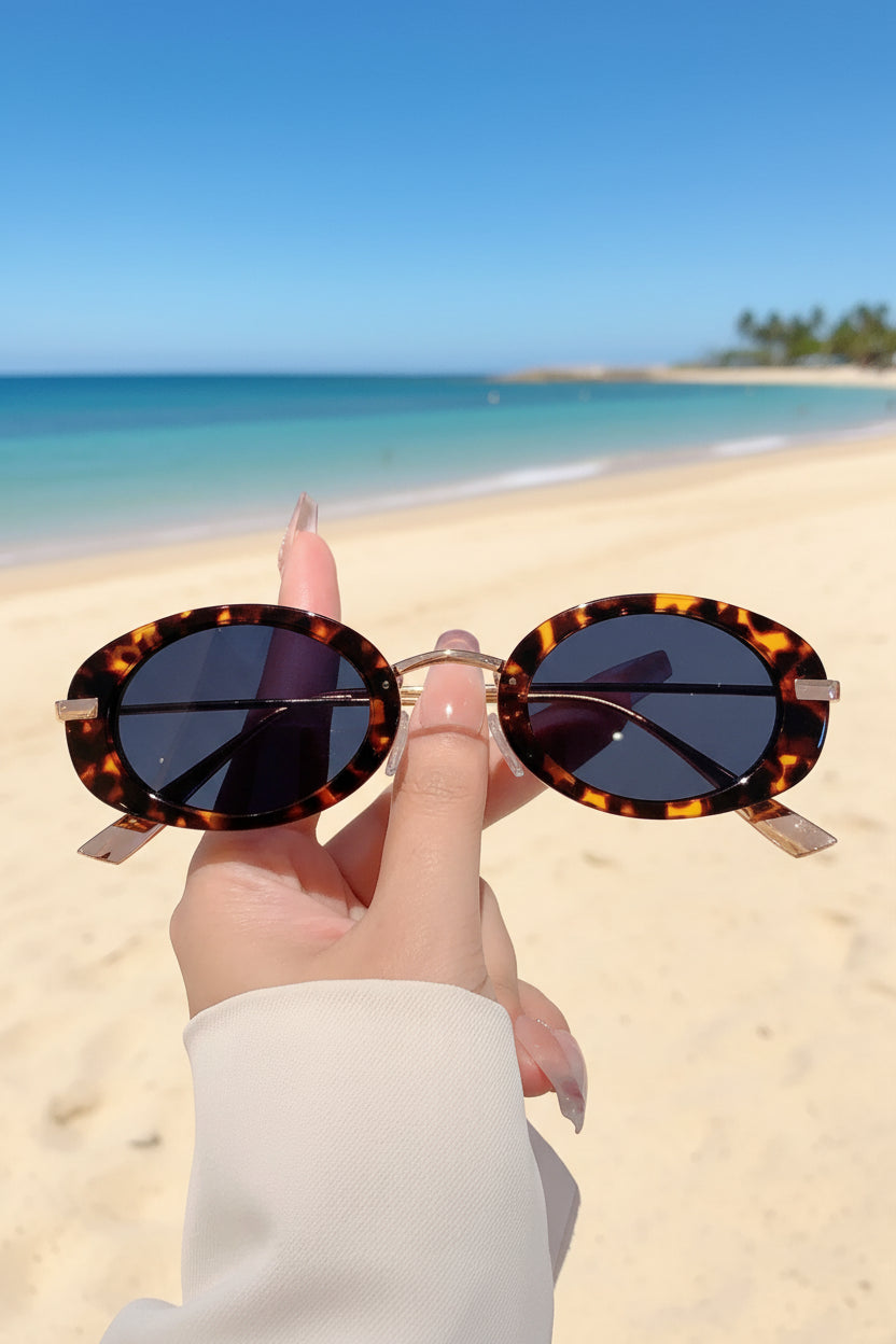 Luxuriöse Ovalrahmen-Sonnenbrille für Damen