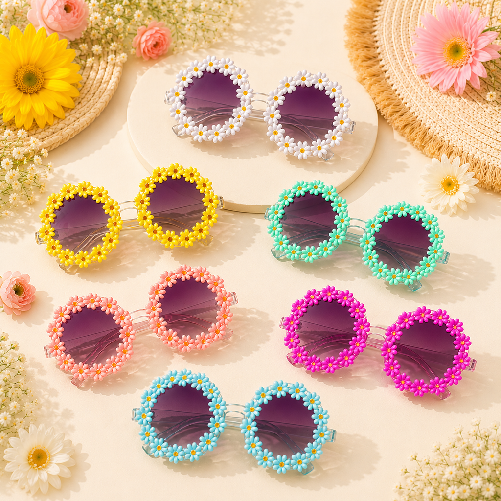 Stylische & süße Mädchen-Blumen-Sonnenbrille mit Sonnenschutz