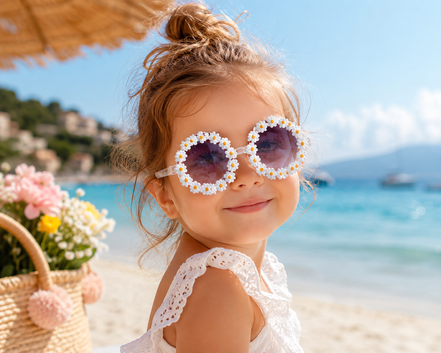 Stylische & süße Mädchen-Blumen-Sonnenbrille mit Sonnenschutz