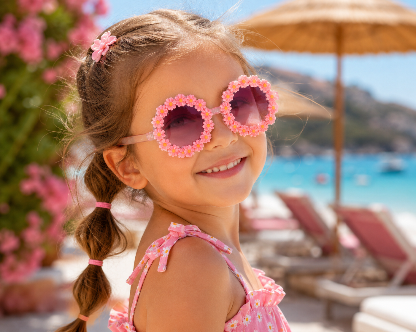 Stylische & süße Mädchen-Blumen-Sonnenbrille mit Sonnenschutz